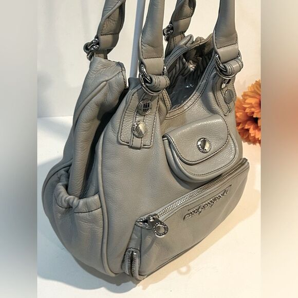 Marc by Marc Jacobs Elegant Gray Leather hobo Handbag hobo shoulder bag - Picture 4 of 12